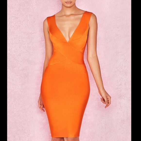 BRAND NEW SANGRIA BANDAGE V-NECK SLEEVELESS SHEATH DRESS - Picture 13 of 14